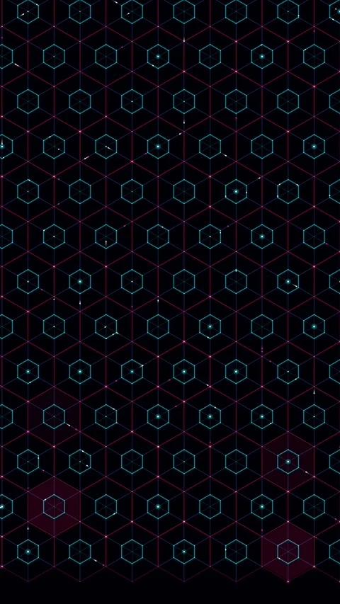 Neon Tech Arabesque Hexagonal Grid Loop Video stock 330733936