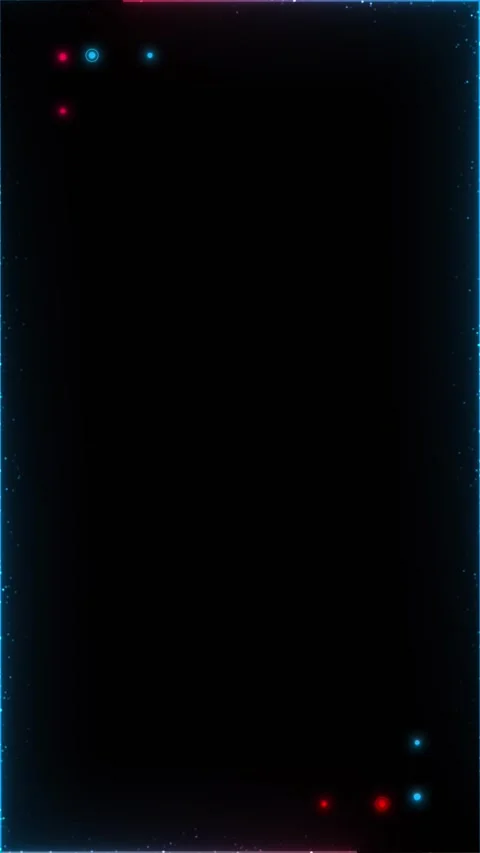 Neon tech frame border red and cyan glowing dots, black empty center, Stock Footage 340479466