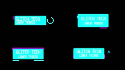 Neon Tech Glitch Lower Thirds Stock After Effects