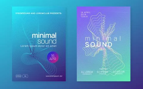 Neon techno event flyer. Electro dance music. Electronic sound. Stock Illustration