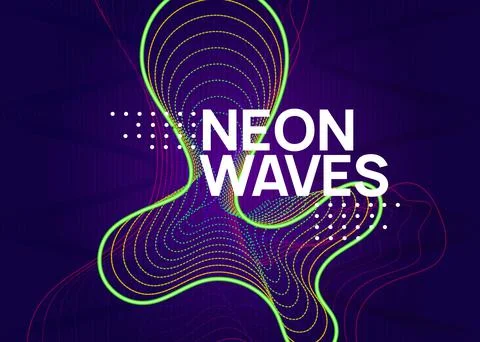 Neon techno event flyer. Electro dance music. Electronic sound. Stock Illustration