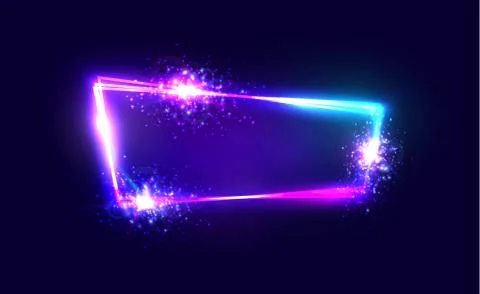 Neon Techno Frame with Explosion and Firework. Stock Illustration