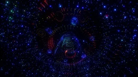 Neon Techno Particles Hall Stock Footage 83433563