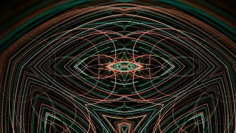Neon techno pattern on black background. Animation. Psychedelic pattern of neon Stock Footage 144186953