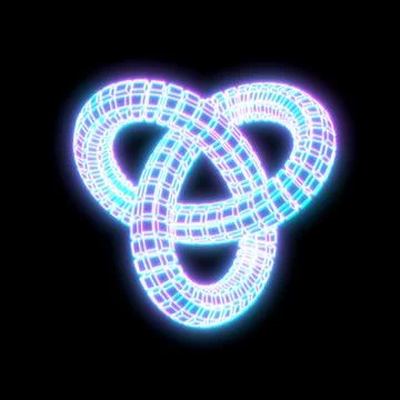 Neon technology concept.3D geometry spiral .Abstract geometric symbol.illustr Stock Illustration