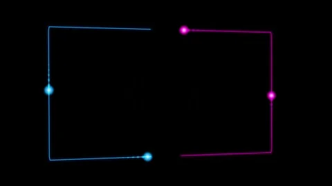 Neon technology frame with glowing light particles on black background with.. 库存影片 345896737