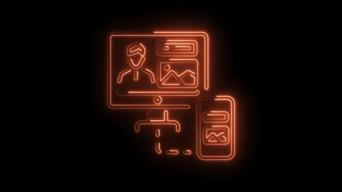 Neon technology glow representing digital devices computer mobile connectin.. Stock Footage 345995671
