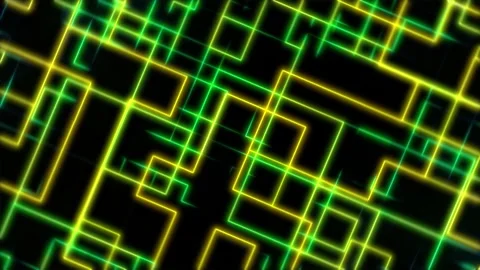 Neon technology grid background loop with glowing green lines Stock-Footage 345865434