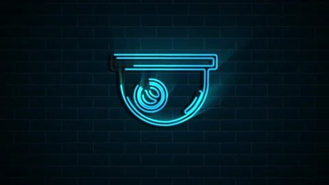 Neon technology icon on dark background. Information technology. Motion graphics Видео 153826497