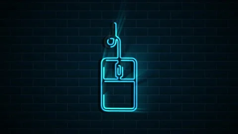 Neon technology icon on dark background. Information technology. Motion graphics Vídeos de archivo 153826998