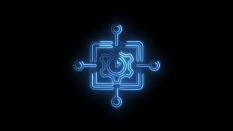 Neon technology workflow automation concept connecting nodes and gear proce.. Video stock 345993112