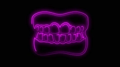 Neon teeth animation on a black background. Video stock 222734775