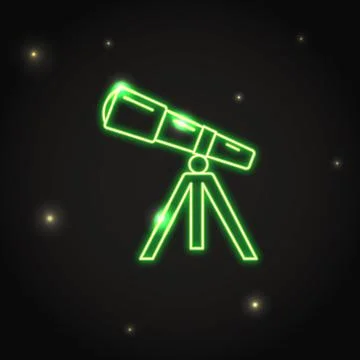 Neon telescope icon in thin line style Stock Illustration