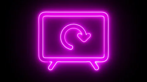 Neon television screen displaying glowing heart refresh icon animation isol.. Vídeo Stock 345548030