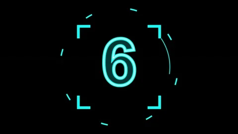 Neon ten second digital countdown timer on black background Видео 345180716