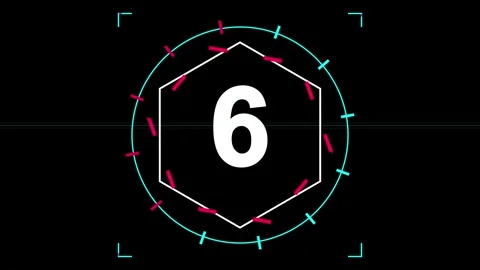Neon ten second digital countdown on black background Stock Footage 345180723