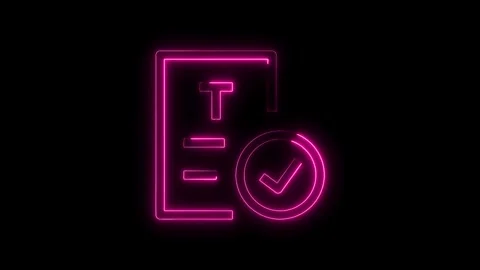 Neon test results report with check mark approval indicator graphic glowing.. Stock Footage 312447443