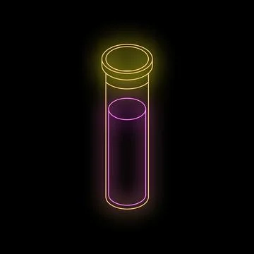 Neon test tube glowing on dark background Stock Illustration