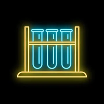 Neon test tubes in rack showing chemical research Stock Illustration