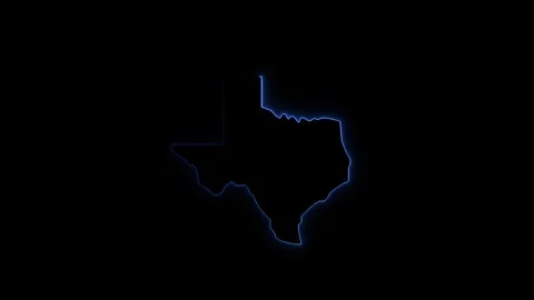 Neon Texas map, Texas state map icon 4k animation. Outline map of Texas. Stock Footage 322087658