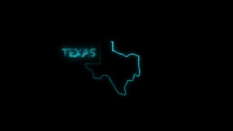 Neon Texas map, Texas state map icon 4k animation. Outline map of Texas. Stock Footage 322087712