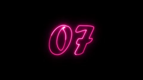 Neon text 07 number countdown icon background 4k animation. Stock Footage 327757158