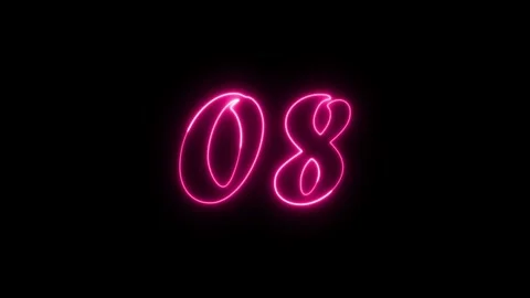 Neon text 08 number countdown icon background 4k animation. Stock Footage 327757154