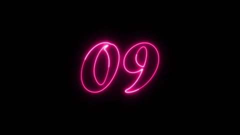 Neon text 09 number countdown icon background 4k animation. Stock Footage 327757163