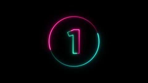 Neon text 1 number icon background. neon glowing countdown number 1, Number.. Stock Footage 327756784