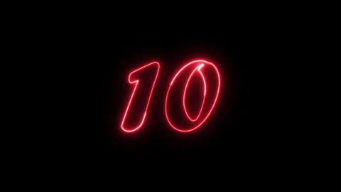 Neon text 10 number countdown icon background 4k animation. Stock Footage 327757160