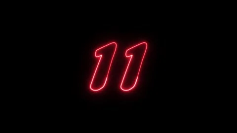 Neon text 11 number countdown icon background 4k animation. Stock Footage 327757165