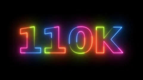 Neon Text 110K Animation Glowing Colorful Number on Black Background Dynami.. Video stock 330417436
