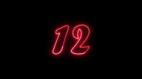 Neon text 12 number countdown icon background 4k animation. Stock Footage 327757197