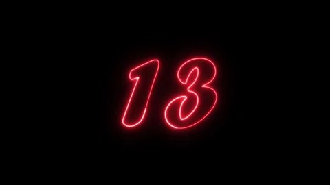 Neon text 13 number countdown icon background 4k animation. Stock Footage 327757172