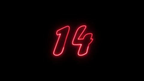 Neon text 14 number countdown icon background 4k animation. Stock Footage 327757166