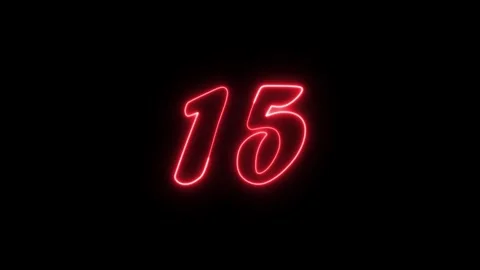 Neon text 15 number countdown icon background 4k animation. Stock Footage 327757171