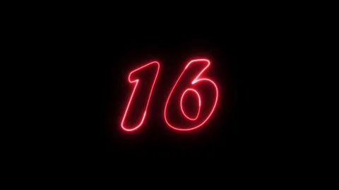 Neon text 16 number countdown icon background 4k animation. Stock Footage 327757176