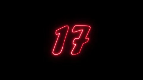Neon text 17 number countdown icon background 4k animation. Stock Footage 327757177
