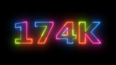 Neon Text 174K Number Count Loop Digital Glow Animation Dark Background Video Vidéo 330416231