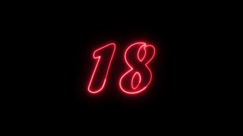 Neon text 18 number countdown icon background 4k animation. Stock Footage 327757201