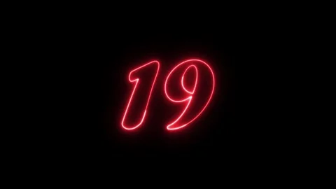 Neon text 19 number countdown icon background 4k animation. Stock Footage 327757189