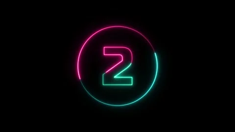 Neon text 2 number icon background. neon glowing countdown number 2, Number.. Stock Footage 327756780