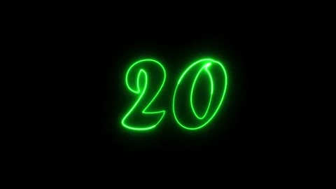 Neon text 20 number countdown icon background 4k animation. Stock Footage 327757184