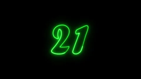 Neon text 21 number countdown icon background 4k animation. Stock Footage 327757188