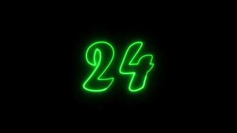 Neon text 24 number countdown icon background 4k animation. Stock Footage 327757195