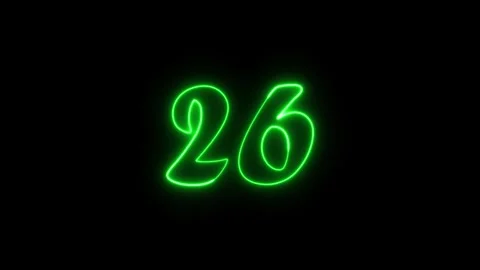 Neon text 26 number countdown icon background 4k animation. Stock Footage 327757218