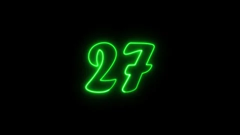 Neon text 27 number countdown icon background 4k animation. Stock Footage 327757215