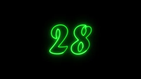 Neon text 28 number countdown icon background 4k animation. Stock Footage 327757213