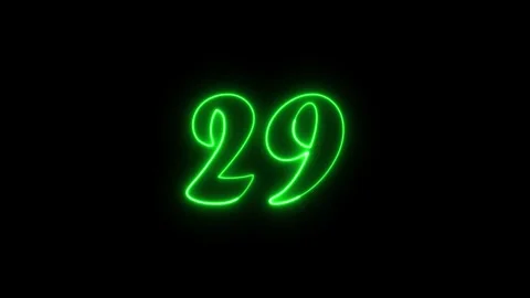 Neon text 29 number countdown icon background 4k animation. Stock Footage 327757226