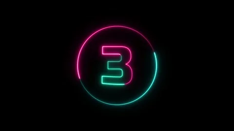 Neon text 3 number icon background. neon glowing countdown number 3, Number.. Stock Footage 327756781